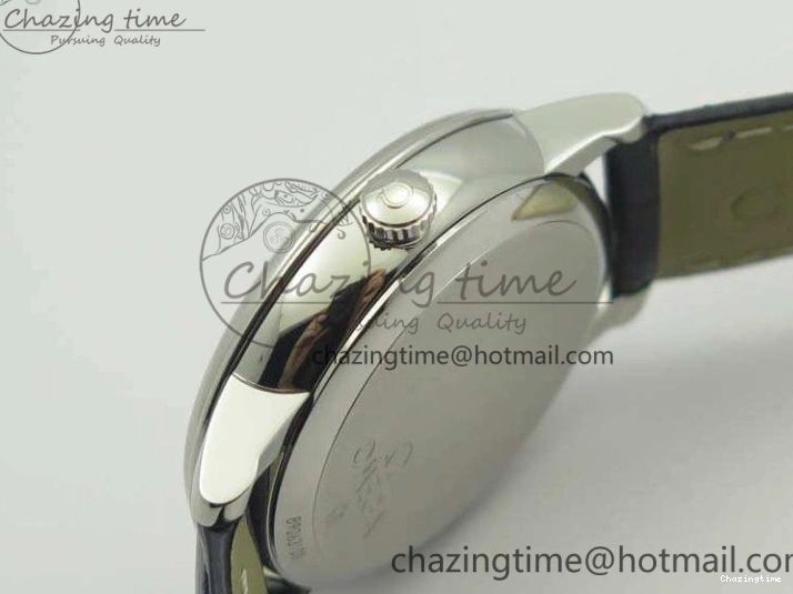 0514 Fashionable De Ville Prestige Real Power Reserve SS TW 1:1 Best Edition White Dial Blue Markers On Leather Strap A 8094